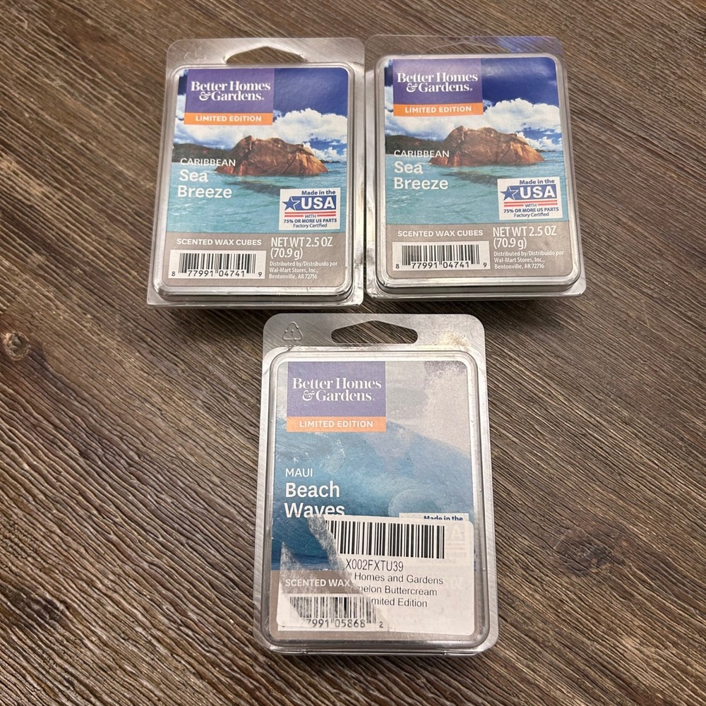 Better Homes Gardens Scented Wax Melts Caribbean Sea Breeze Maui Beach Waves Set